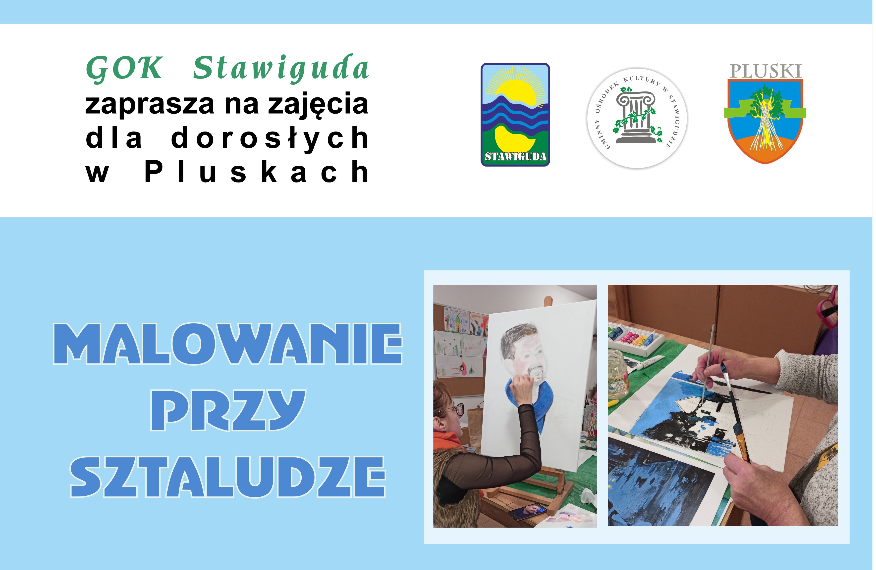  Zapisy na zajęcia w świetlicy w Pluskach. Malowanie przy sztaludze.